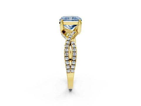 Yellow gold Fancy Blue Radiant Cut Solitaire Twist Pave Diamond Engagement Ring with Prong Setting_26