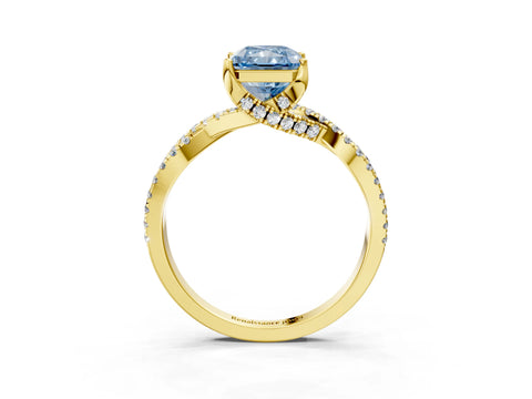 Yellow gold Fancy Blue Radiant Cut Solitaire Twist Pave Diamond Engagement Ring with Prong Setting_27