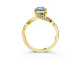 Yellow gold Fancy Blue Radiant Cut Solitaire Twist Pave Diamond Engagement Ring with Prong Setting_3