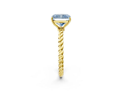 Yellow gold Fancy Blue Radiant Cut Solitaire Twisted Band 4-Prong Ring_2