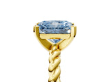 Yellow gold Fancy Blue Radiant  Cut Solitaire Twisted Band with Four-Prong Setting_59