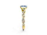 Yellow gold Fancy Blue Radiant Cut Solitaire Twisted Pave Band with Four-Prong Setting_5