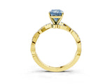 Yellow gold Fancy Blue Radiant Cut Solitaire Twisted Pave Band with Four-Prong Setting_6