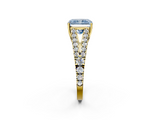 Yellow gold Fancy Blue Radiant  Cut Split Shank Pave Diamond Engagement Ring with Four-Prong Setting_26