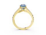 Yellow gold Fancy Blue Radiant  Cut Split Shank Pave Diamond Engagement Ring with Four-Prong Setting_27