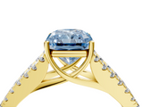 Yellow gold Fancy Blue Radiant  Cut Split Shank Pave Diamond Engagement Ring with Four-Prong Setting_28
