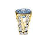 Yellow gold Fancy Blue Radiant  Cut Split Shank Pave Diamond Engagement Ring with Four-Prong Setting_29