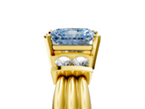 Yellow gold Fancy Blue Radiant  Cut Three-Stone Channel Set Ring with Bar Prongs_33