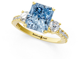 Yellow gold Fancy Blue Radiant  Cut Three-Stone Diamond Pavé Band with Prong Setting_18