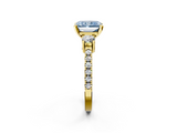 Yellow gold Fancy Blue Radiant  Cut Three-Stone Diamond Pavé Band with Prong Setting_19