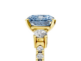 Yellow gold Fancy Blue Radiant  Cut Three-Stone Diamond Pavé Band with Prong Setting_22