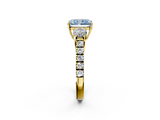 Yellow gold Fancy Blue Radiant  Cut Three-Stone Diamond Pave Band with Prong Setting_39