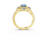Yellow gold Fancy Blue Radiant  Cut Three-Stone Diamond Pave Band with Prong Setting_40