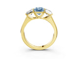 Yellow gold Fancy Blue Radiant Cut Three-Stone Diamond Ring with Prong Setting on a Classic Band_15