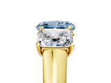 Yellow gold Fancy Blue Radiant Cut Three-Stone Diamond Ring with Prong Setting on a Classic Band_17