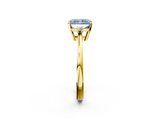 Yellow gold Fancy Blue Radiant  Cut Three-Stone Solitaire Ring with Round Accent Diamonds and Four-Prong Setting_22