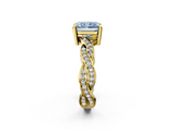 Yellow gold Fancy Blue Radiant  Cut Twisted Pavé Band Solitaire Ring with Four-Prong Setting_56