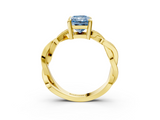 Yellow gold Fancy Blue Radiant  Cut Twisted Pavé Band Solitaire Ring with Four-Prong Setting_57