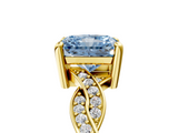 Yellow gold Fancy Blue Radiant  Cut Twisted Pavé Band Solitaire Ring with Four-Prong Setting_59