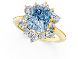 Yellow gold Fancy Blue Radiant  Diamond Cluster Halo Ring with Solitaire Band and Four-Prong Setting_21