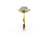 Yellow gold Fancy Blue Radiant  Diamond Cluster Halo Ring with Solitaire Band and Four-Prong Setting_22