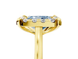 Yellow gold Fancy Blue Radiant  Diamond Cluster Halo Solitaire with Four-Prong Setting_82