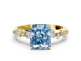 Yellow gold Fancy Blue Radiant  Diamond Cluster Prong-Set Solitaire Ring_37