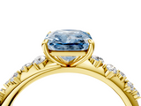 Yellow gold Fancy Blue Radiant  Diamond Cluster Prong-Set Solitaire Ring_41