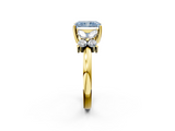 Yellow gold Fancy Blue Radiant  Diamond Floral Cluster Ring with Solitaire Band and Prong Setting_28
