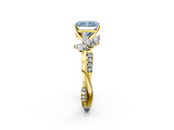 Yellow gold Fancy Blue Radiant  Diamond Floral Vine Solitaire Engagement Ring_5