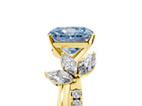Yellow gold Fancy Blue Radiant  Diamond Floral Vine Solitaire Engagement Ring_8