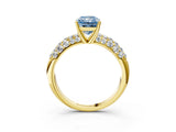 Yellow gold Fancy Blue Radiant  Diamond Pavé Band Solitaire Ring with Four-Prong Setting_51
