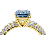 Yellow gold Fancy Blue Radiant  Diamond Pavé Band Solitaire Ring with Four-Prong Setting_52