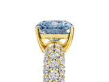Yellow gold Fancy Blue Radiant  Diamond Pavé Band Solitaire Ring with Four-Prong Setting_53