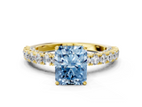 Yellow gold Fancy Blue Radiant  Diamond Pavé Band Solitaire Ring with Four-Prong Setting_76