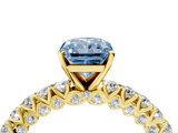 Yellow gold Fancy Blue Radiant  Diamond Pavé Band Solitaire Ring with Four-Prong Setting_80