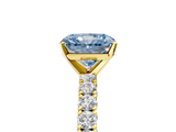 Yellow gold Fancy Blue Radiant  Diamond Pavé Band Solitaire Ring with Four-Prong Setting_81