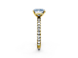 Yellow gold Fancy Blue Radiant  Diamond Pavé Band Solitaire with Four-Prong Setting_123