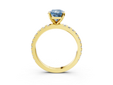 Yellow gold Fancy Blue Radiant  Diamond Pavé Band Solitaire with Four-Prong Setting_124