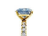 Yellow gold Fancy Blue Radiant  Diamond Pavé Band Solitaire with Four-Prong Setting_126