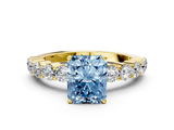 Yellow gold Fancy Blue Radiant  Diamond Pavé Band Solitaire with Four-Prong Setting_3