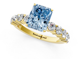Yellow gold Fancy Blue Radiant  Diamond Pavé Band Solitaire with Four-Prong Setting_4