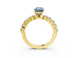 Yellow gold Fancy Blue Radiant  Diamond Pavé Band Solitaire with Four-Prong Setting_6