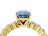Yellow gold Fancy Blue Radiant  Diamond Pavé Band Solitaire with Four-Prong Setting_7