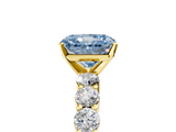 Yellow gold Fancy Blue Radiant  Diamond Pavé Band Solitaire with Four-Prong Setting_8