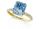 Yellow gold Fancy Blue Radiant  Diamond Pavé Band with Six-Prong Setting_32