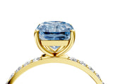Yellow gold Fancy Blue Radiant  Diamond Pavé Band with Six-Prong Setting_35
