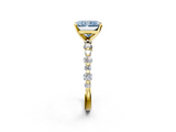 Yellow gold Fancy Blue Radiant  Diamond Prong Set Engagement Ring with Pave Band_205