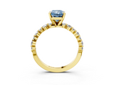 Yellow gold Fancy Blue Radiant  Diamond Prong Set Engagement Ring with Pave Band_207