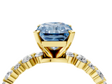 Yellow gold Fancy Blue Radiant  Diamond Prong Set Engagement Ring with Pave Band_208